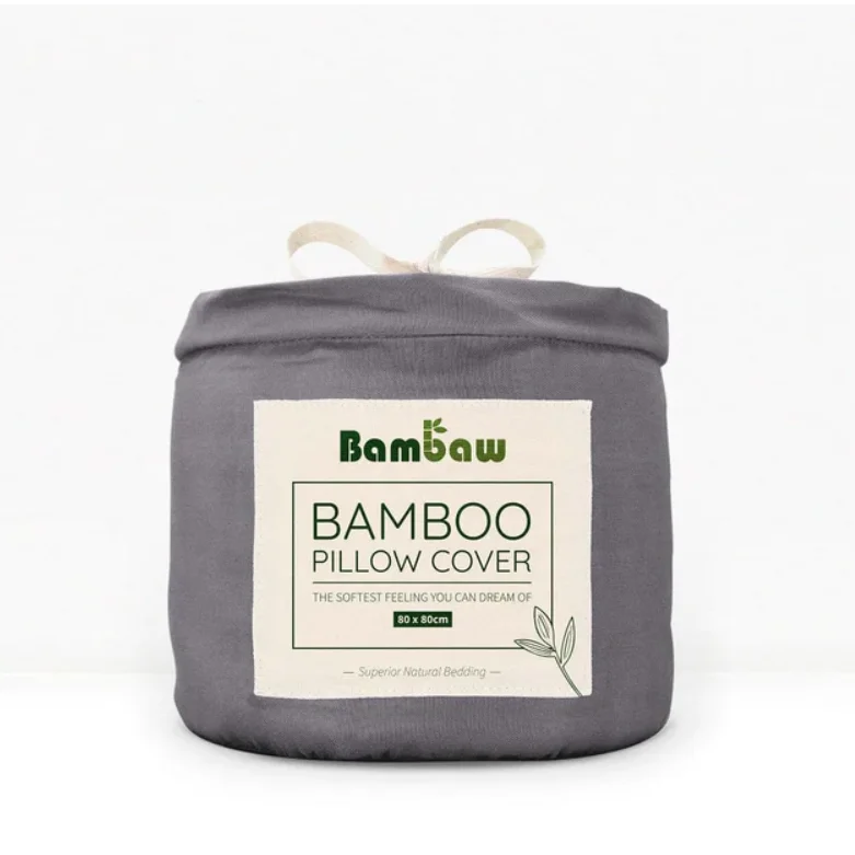 Coppia di Federe in Seta Vegana Bambu Grigio Scuro - Bambaw