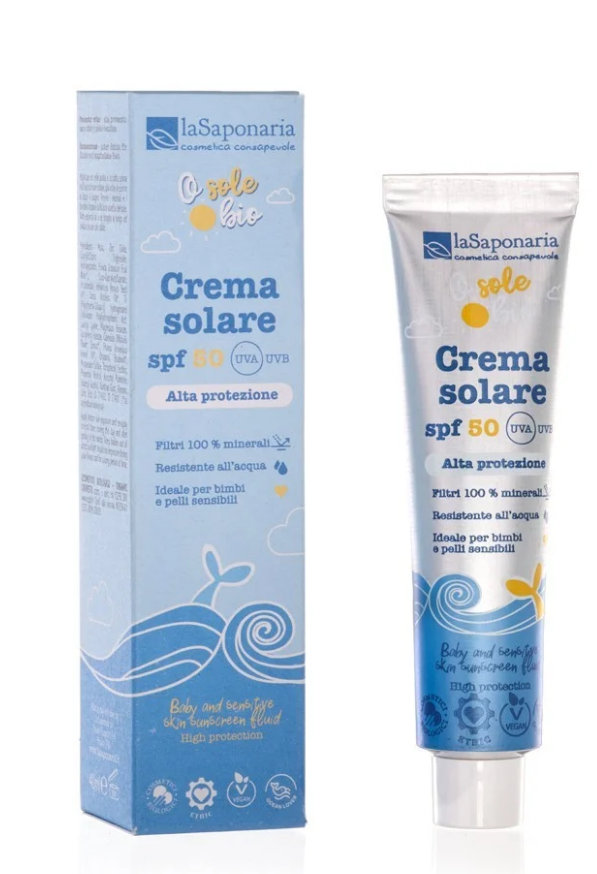 Crema Solare Ecobio SPF 50 Bimbi e Pelli Sensibili - Travel Size