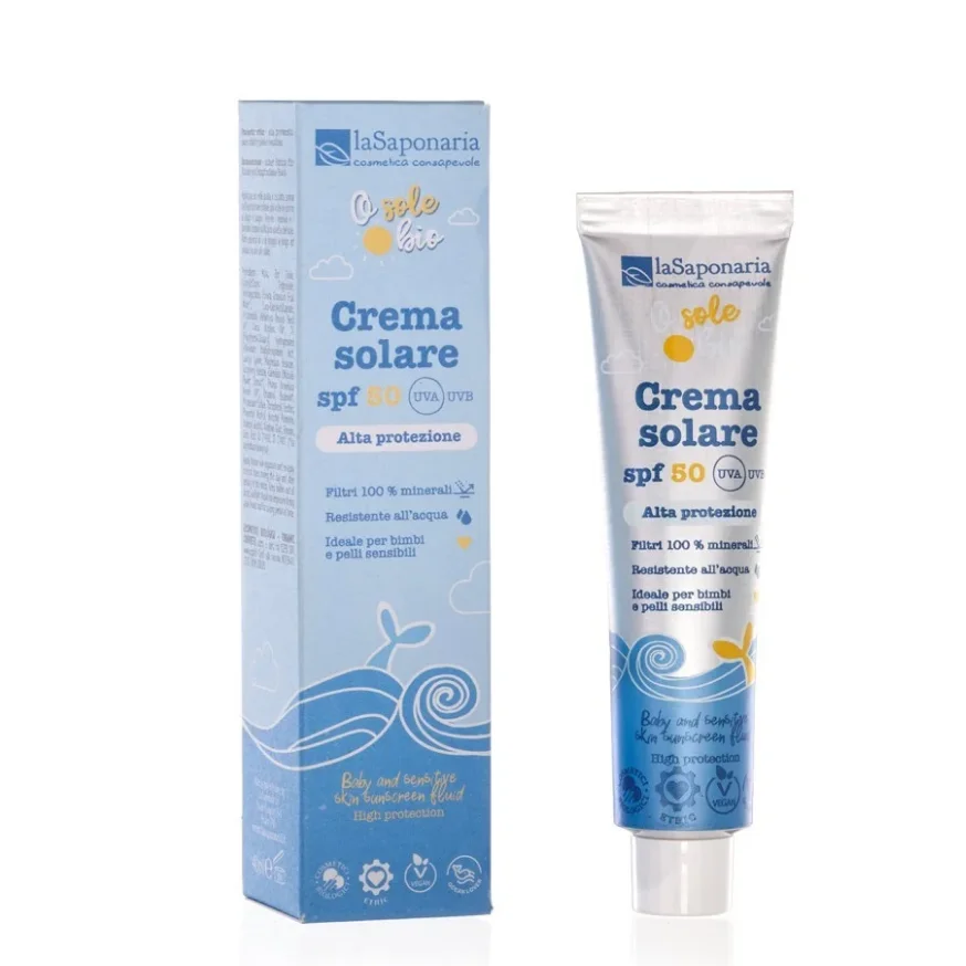 Crema Solare Ecobio SPF 50 Bimbi e Pelli Sensibili - Travel Size - La Saponaria