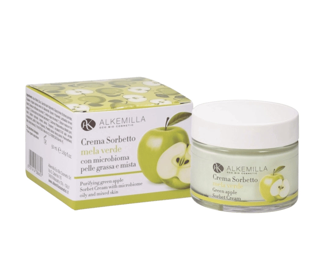 Crema sorbetto alla mela verde – Idratante e purificante per pelli impure - Alkemilla