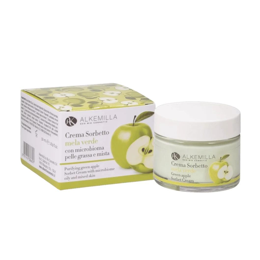 Crema sorbetto alla mela verde – Idratante e purificante per pelli impure - Alkemilla
