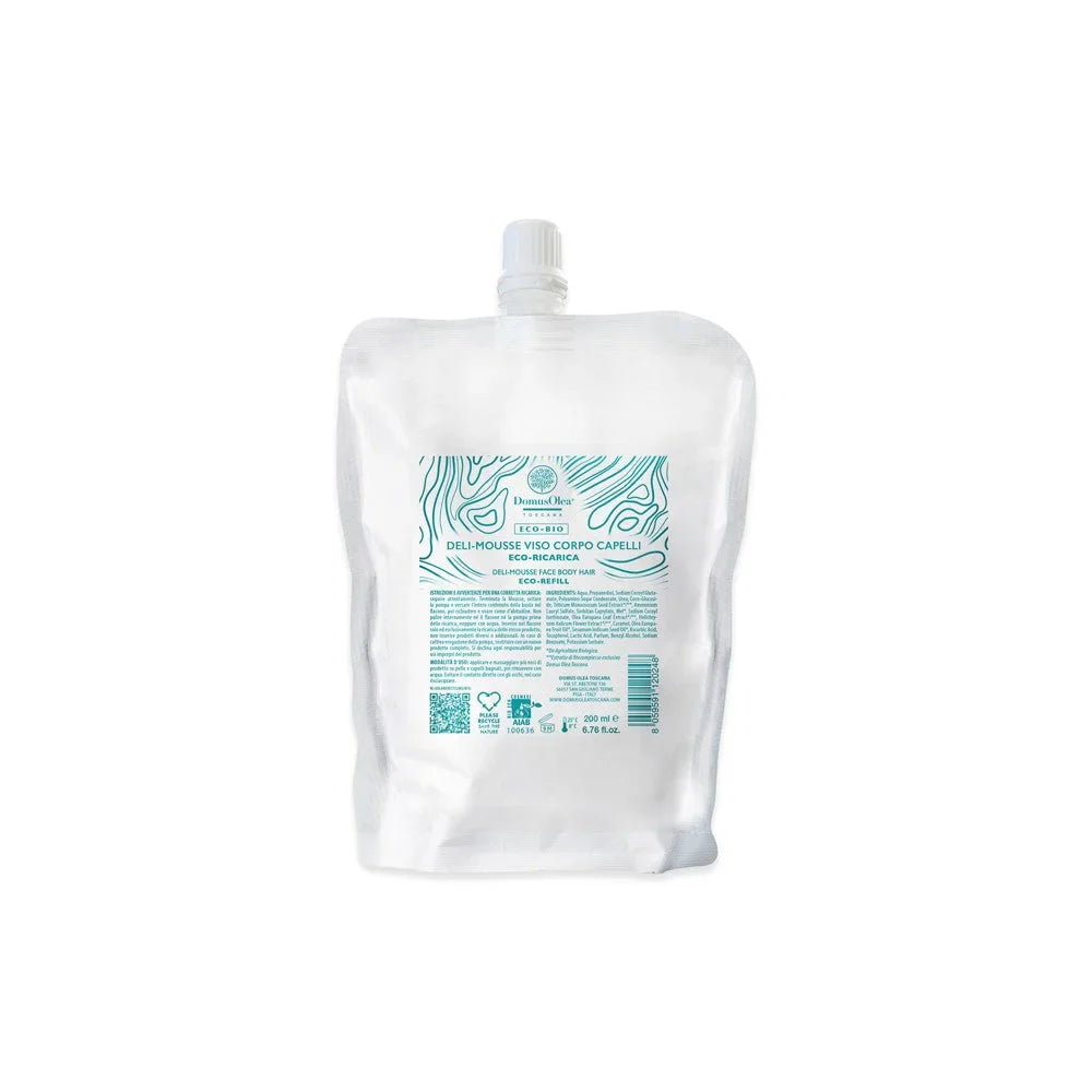 Deli-Mousse viso corpo e capelli - Eco-Ricarica - Domus Olea Toscana