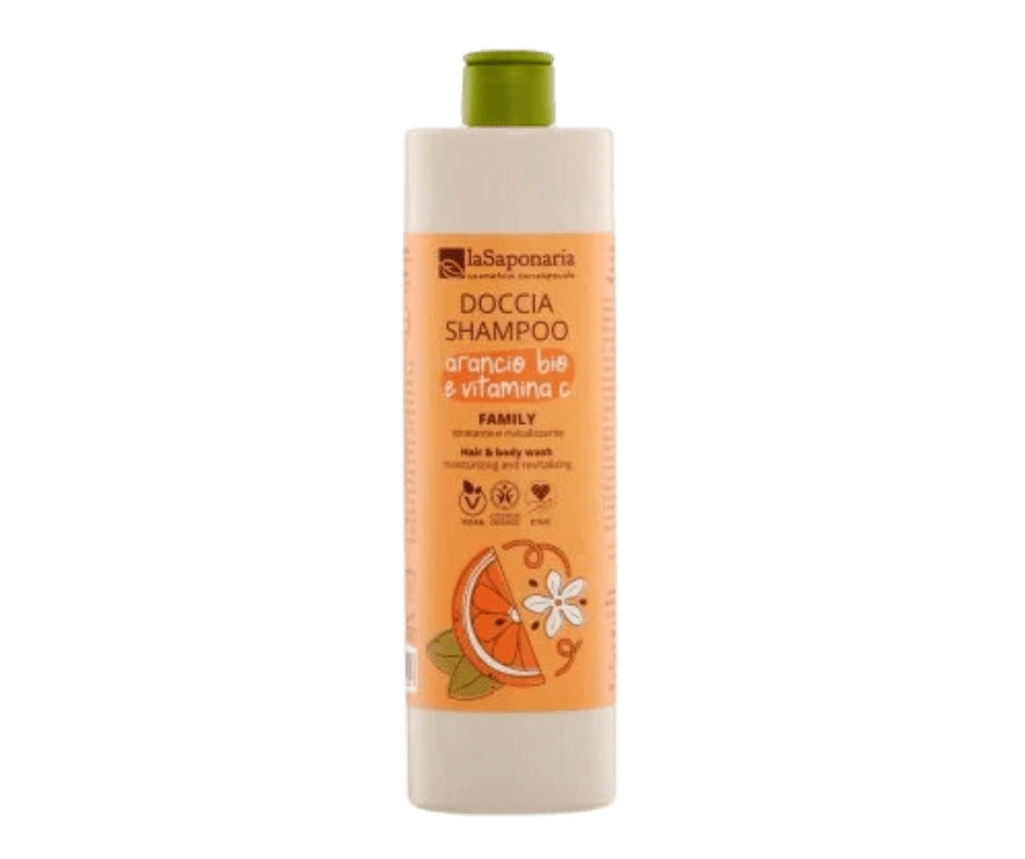 Family shower shampoo with organic orange and vitamin C 