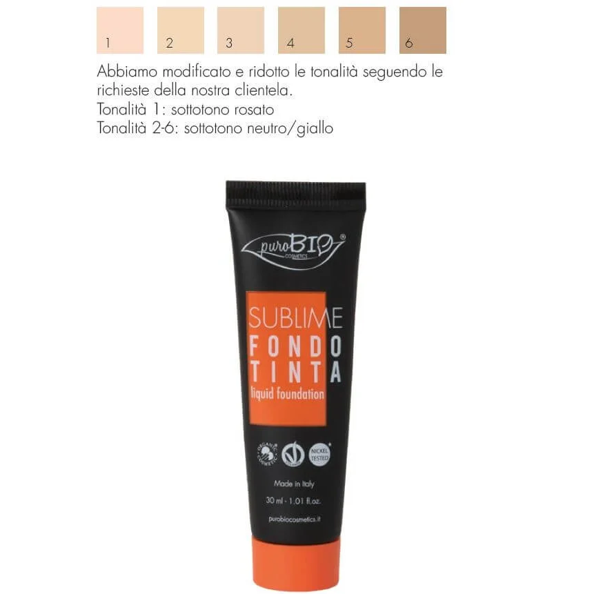 Fondotinta Liquido Sublime - Tonalità 02 - Purobio