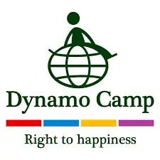 Globo verde con una figura stilizzata seduta in cima, strisce rosse e gialle in basso.