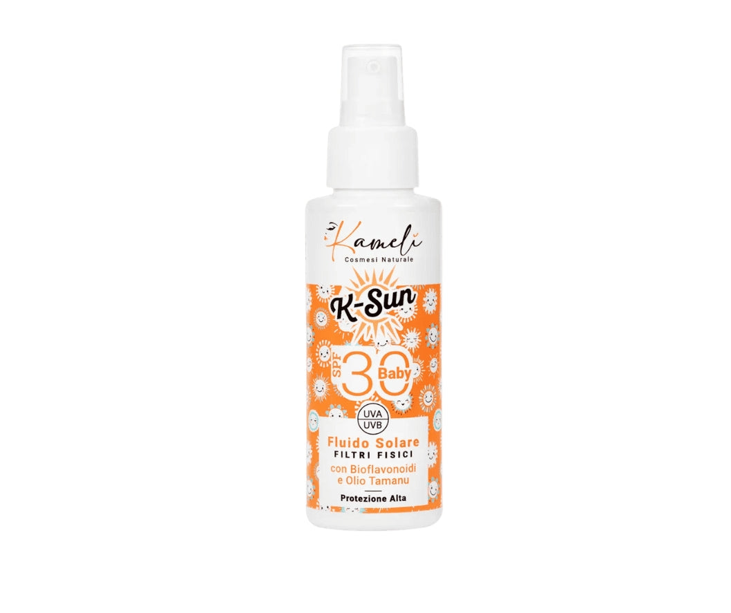 K?Sun Baby fluido solare SPF 30 filtri fisici – Protezione alta per bambini - Kamelì