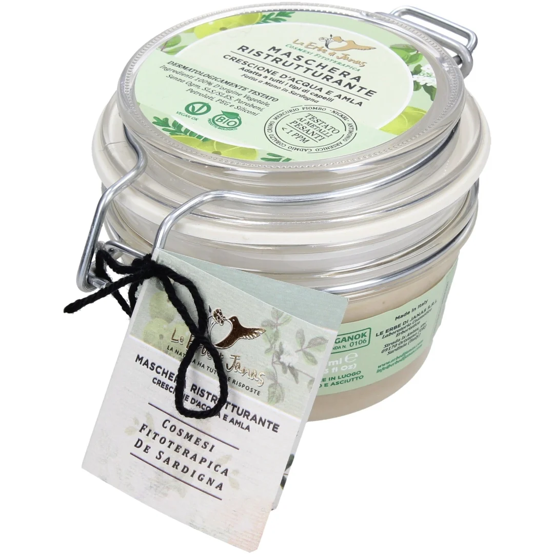 Maschera per Capelli Ristrutturante con Crescione ed Amla - Le Erbe di Janas
