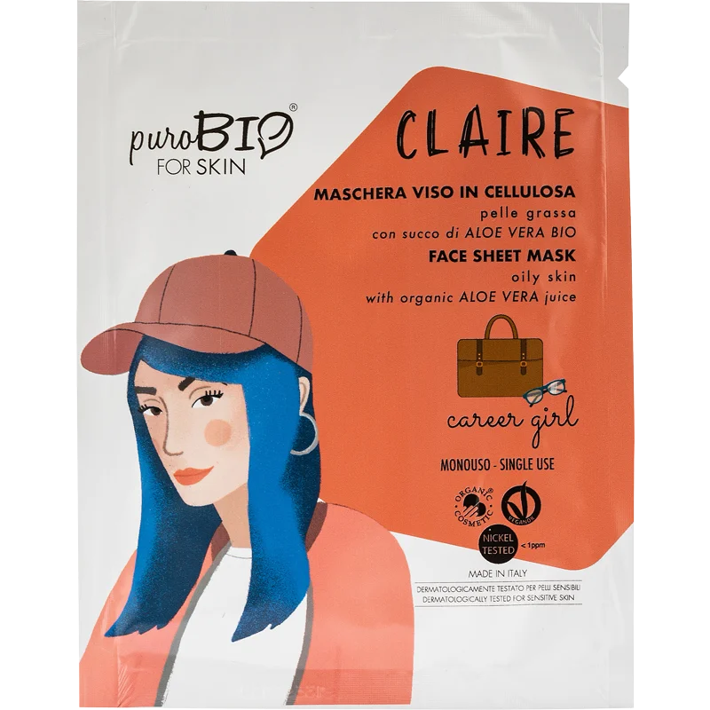Maschera Viso in Cellulosa per Pelle Grassa - Carrer Girl - Purobio