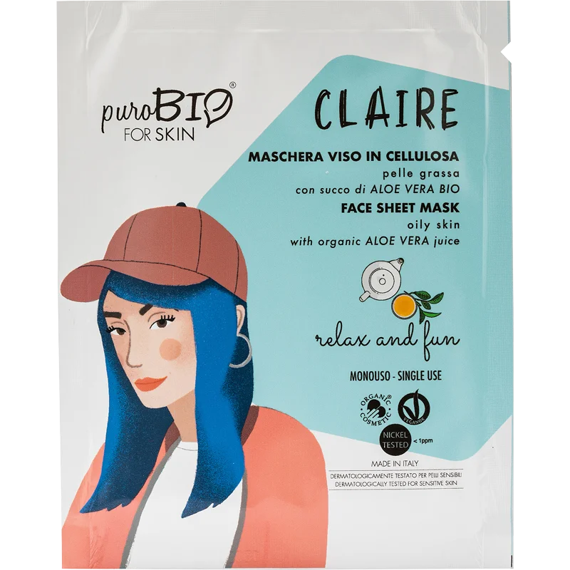 Maschera Viso in Cellulosa per Pelle Grassa - Relax and Fun - Purobio