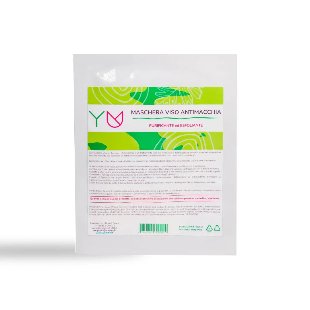 Maschera Viso in Tessuto - Antimacchia - Yuniwa Cosmetics