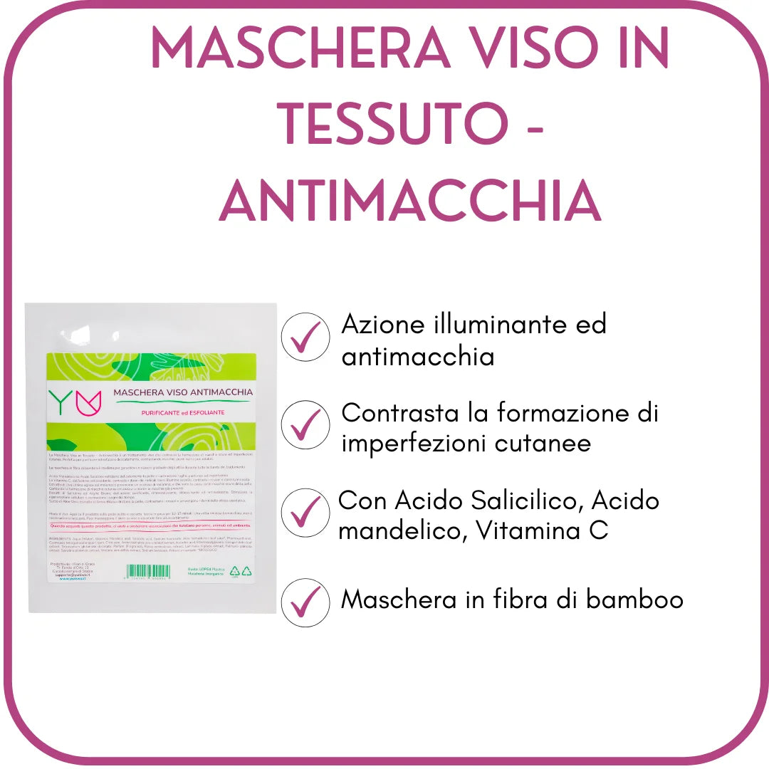 Maschera Viso in Tessuto - Antimacchia - Yuniwa Cosmetics