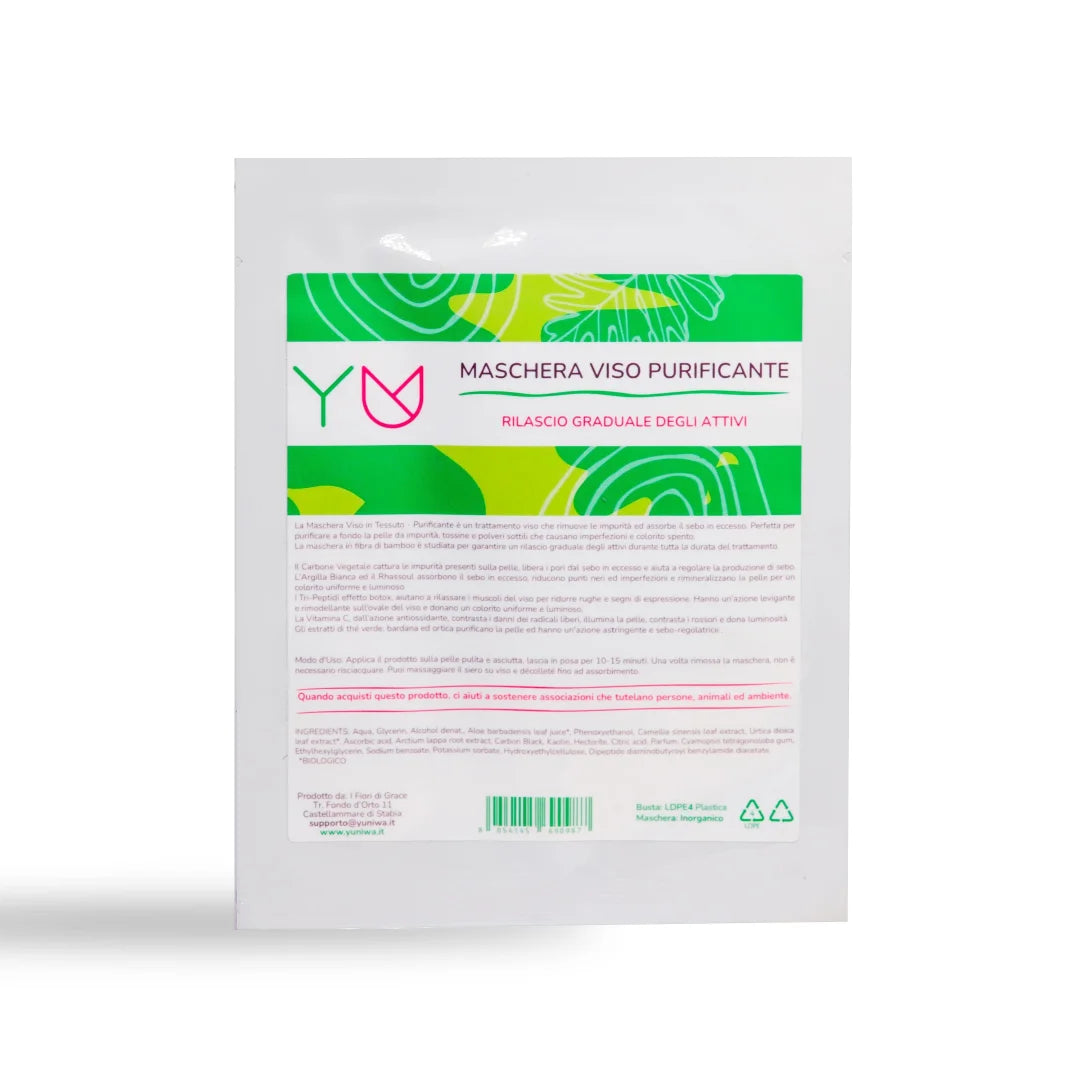 Maschera Viso in Tessuto - Detox - Yuniwa Cosmetics