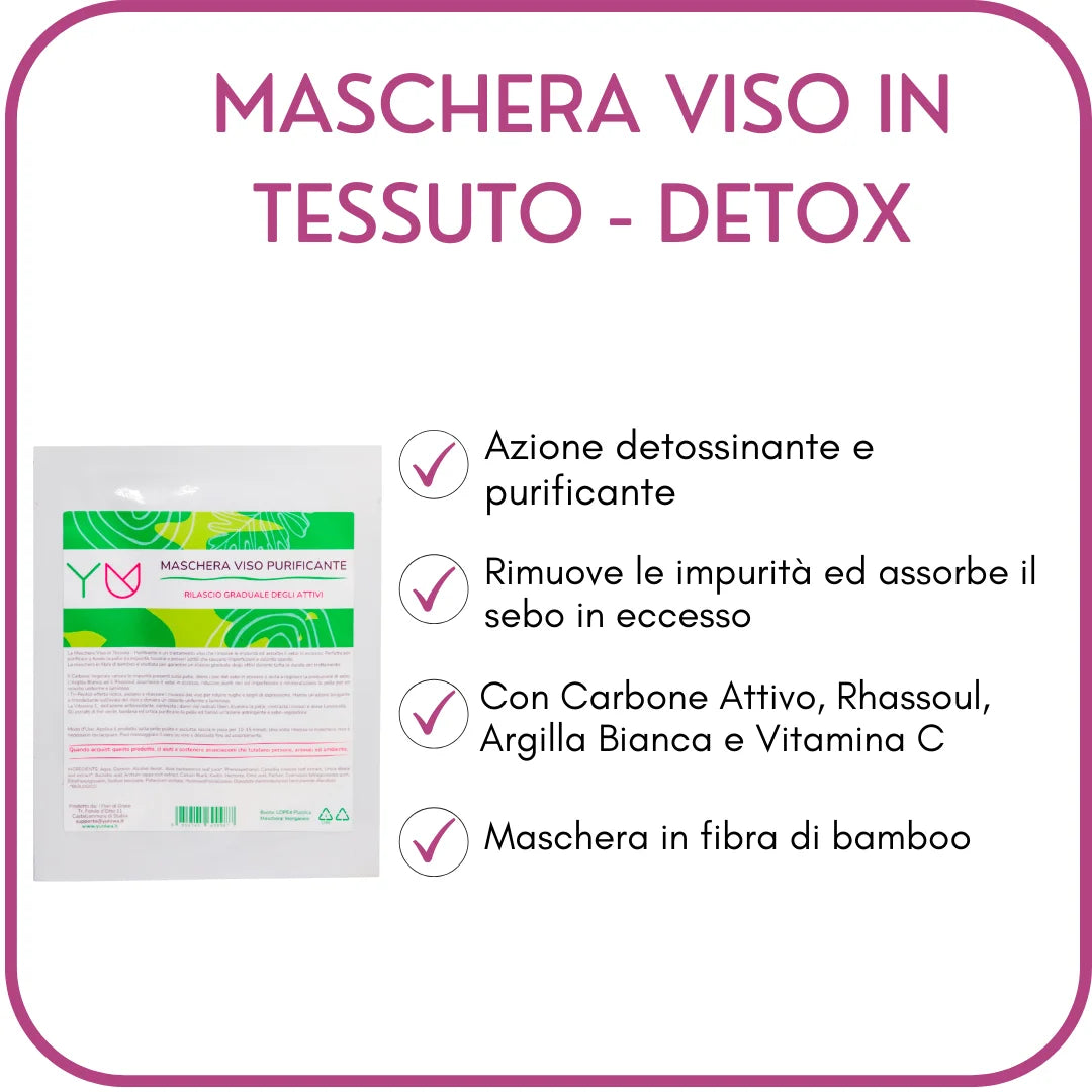 Maschera Viso in Tessuto - Detox - Yuniwa Cosmetics