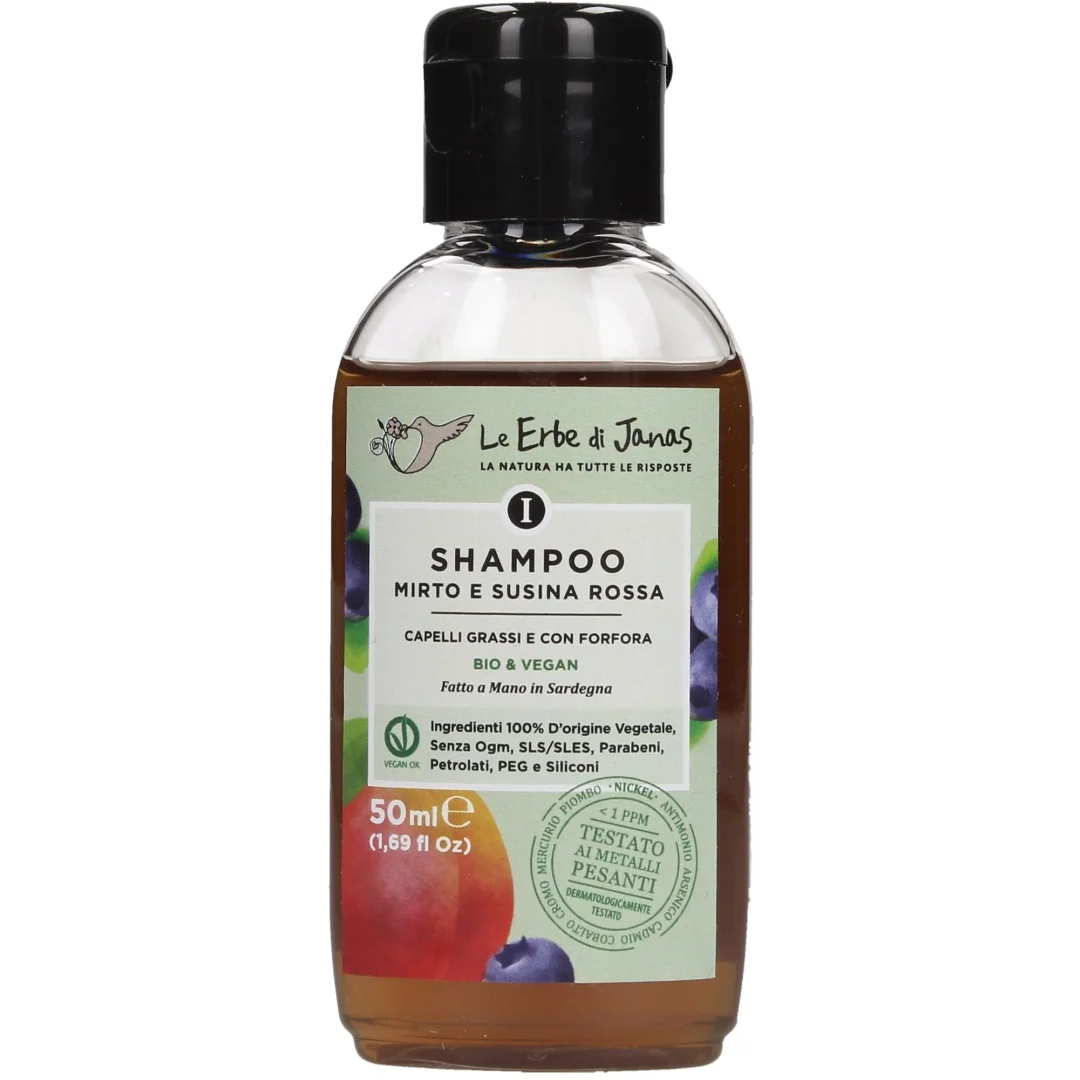 Mini Shampoo Antiforfora per Capelli Grassi con Mirto e Susina - Le Erbe di Janas