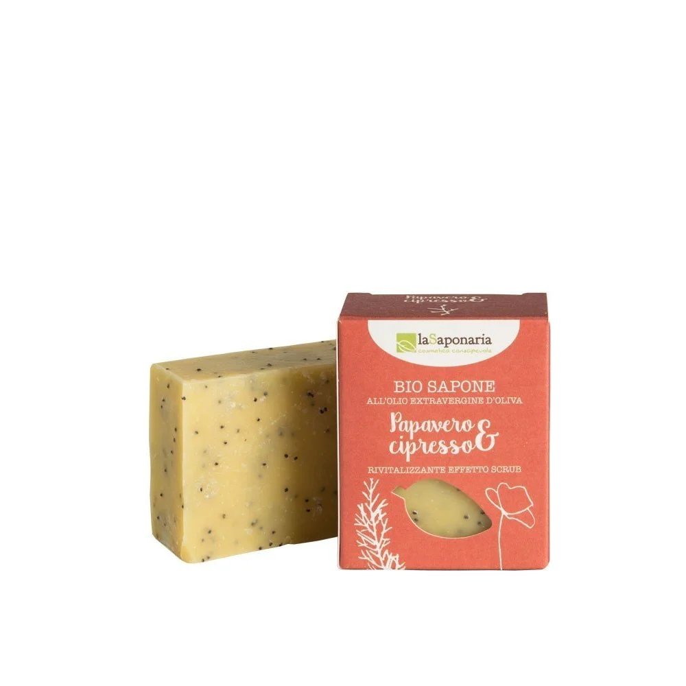 Sapone Bio effetto Scrub Papavero e Cipresso - La Saponaria
