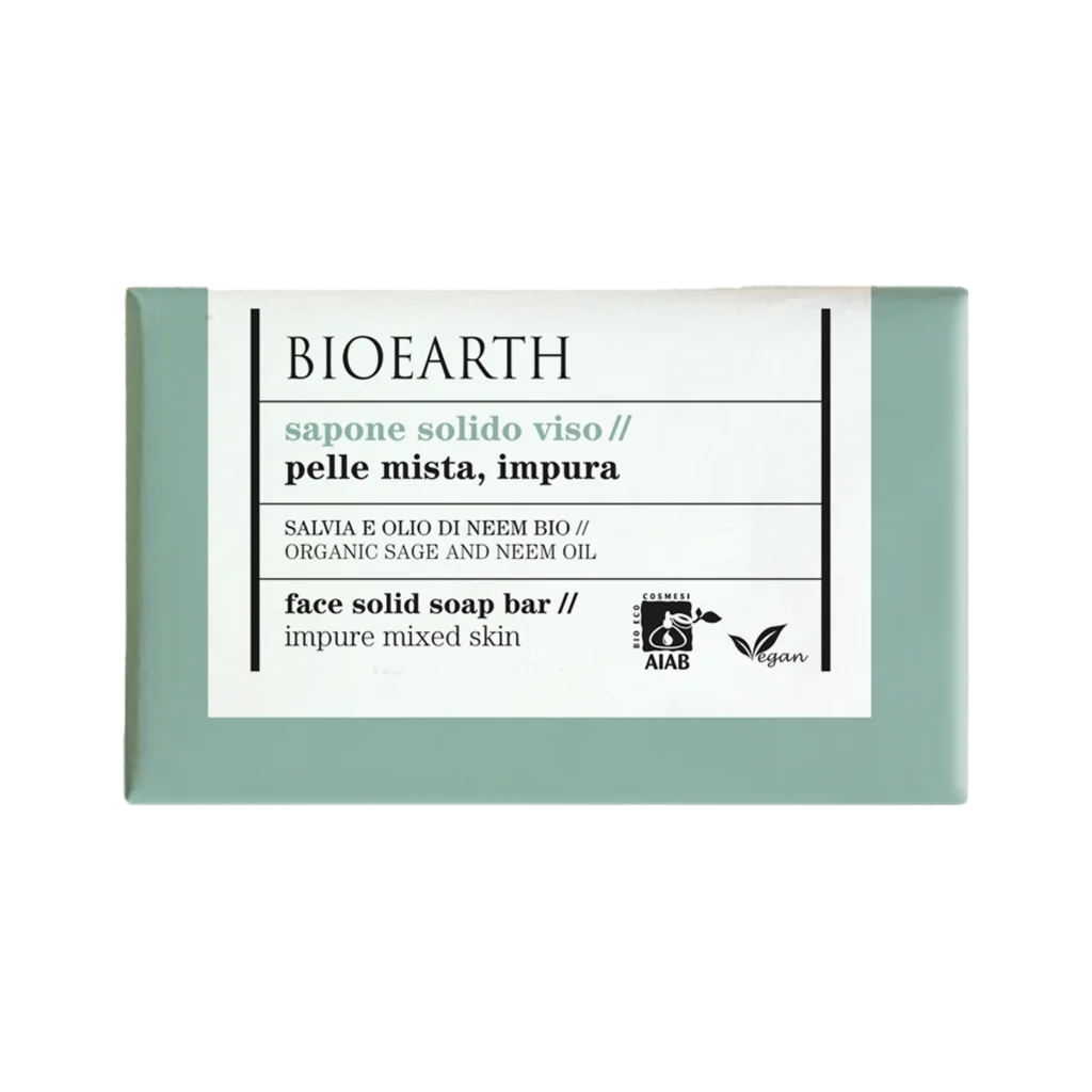 Sapone Solido Viso - Salvia e Olio di Neem - Bioearth