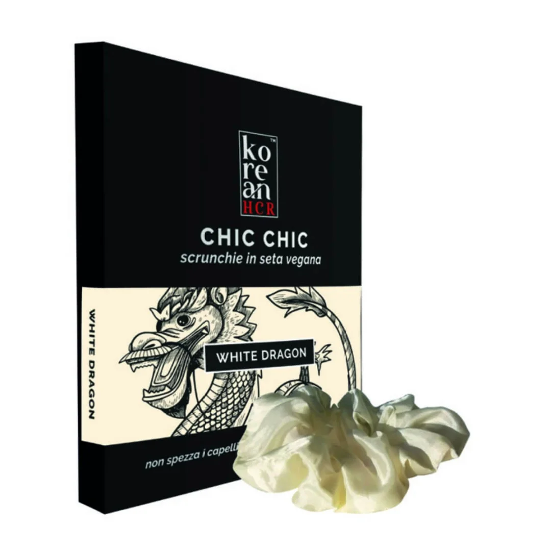 Scrunchie in Seta Vegana - White Dragon - Gentleaf