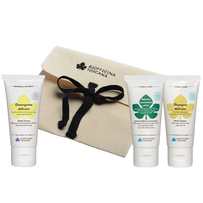 Set Travel-Size Shampoo Balsamo e Detergente - Biofficina Toscana