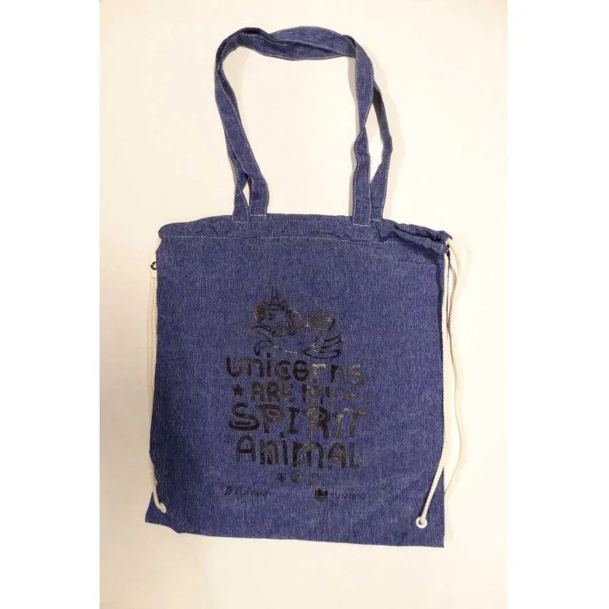Shopper - Zaino in Cotone Blu - Unicorn Spirit - Yumibio Gadget