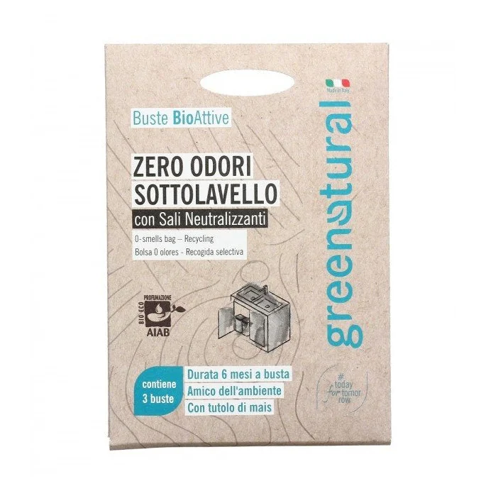 Zero Odori Sottolavello con Sali Neutralizzanti - 3 Buste - Greenatural