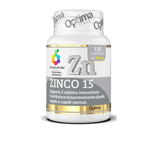 Zinco 15 - Integratore per sistema immunitario pelle capelli - Optima Naturals